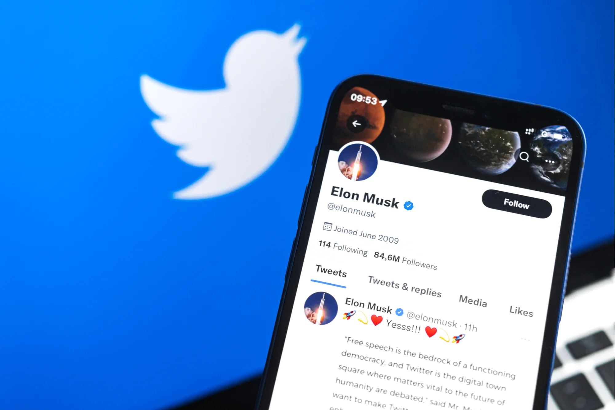 Le compte d'Elon Musk sur Twitter
