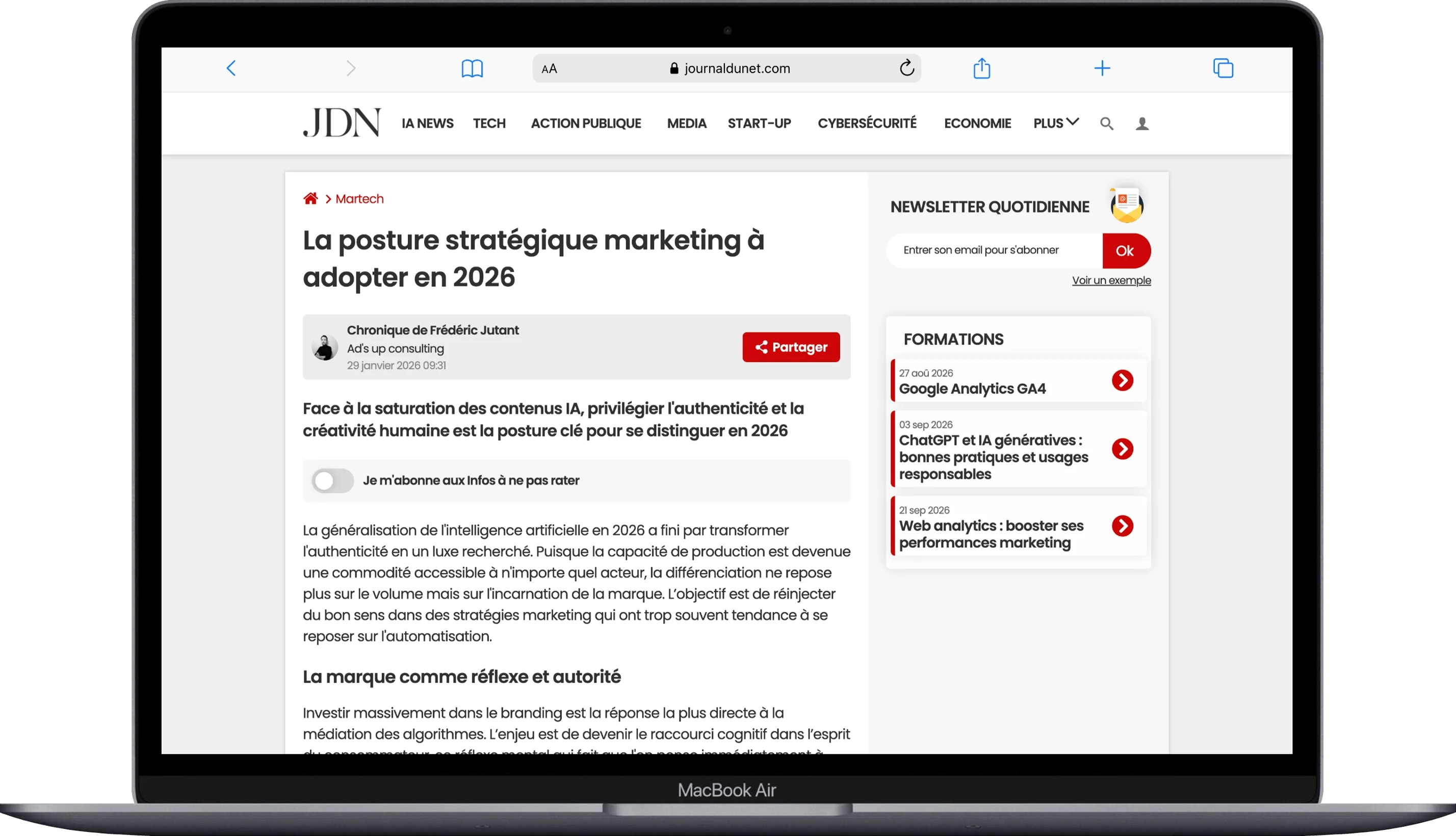 Capture de l'article publié dans Journal du Net